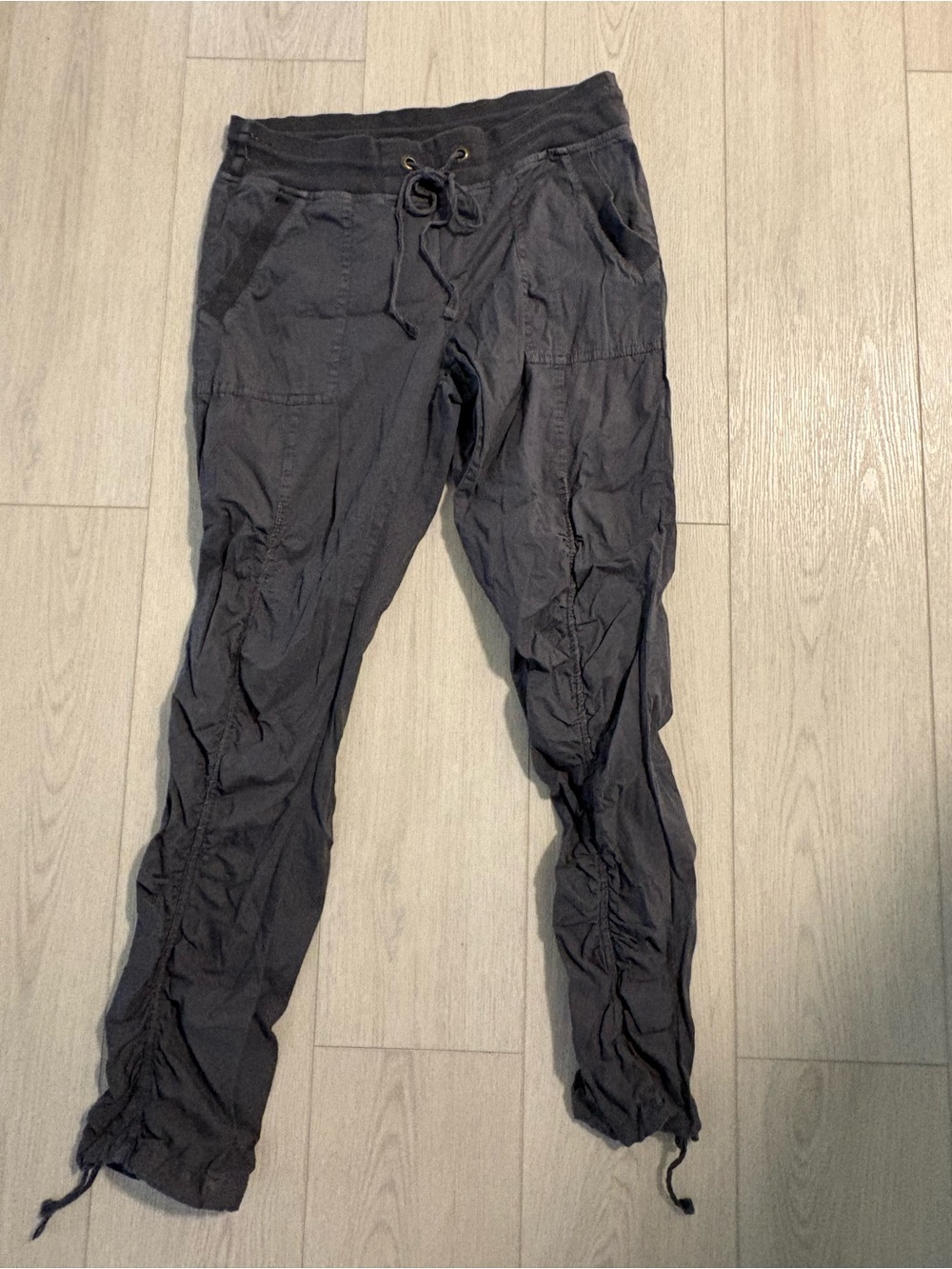 Women's Black Cargo Jogger Pants with Drawstring Waist